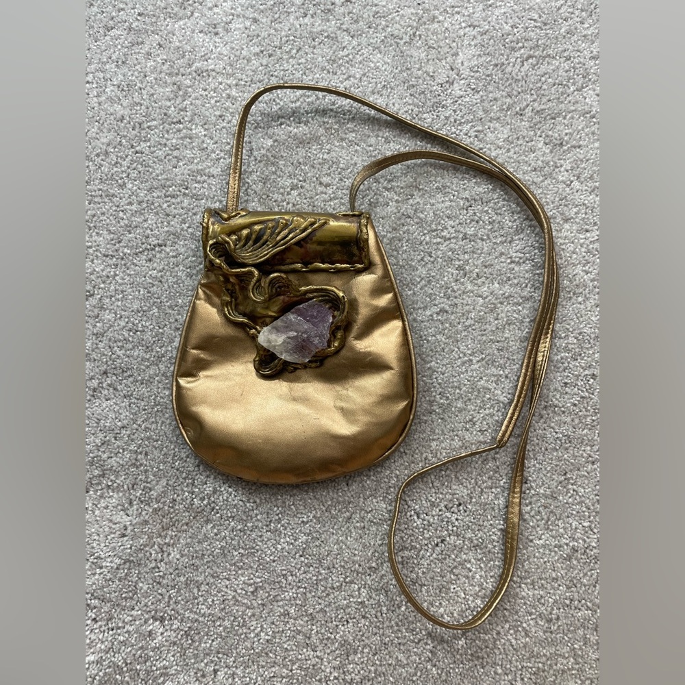 🚚MOVING SALE Vintage 1970 Carvalhu's Brutalist Amethyst Brass & bronze Leather - Picture 2 of 16